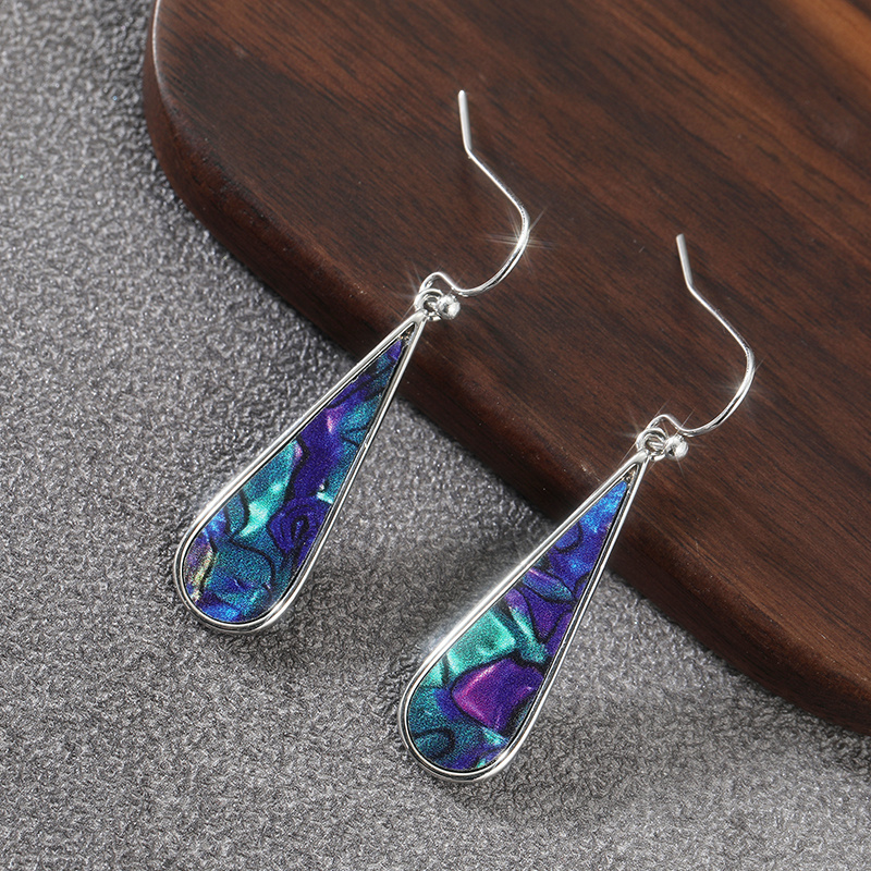 Women's Retro Bohemian Purple Long Teardrop Earrings, Gift